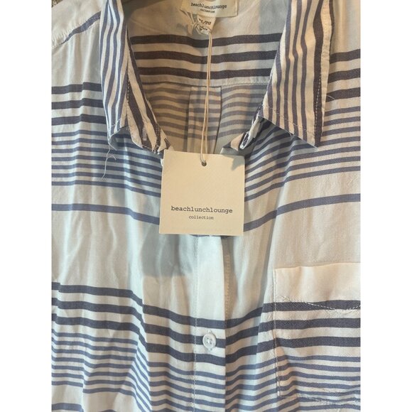 Beachlunchlounge Striped Sleeveless Button-Up Tie-Front Shirt XL - Picture 5 of 7